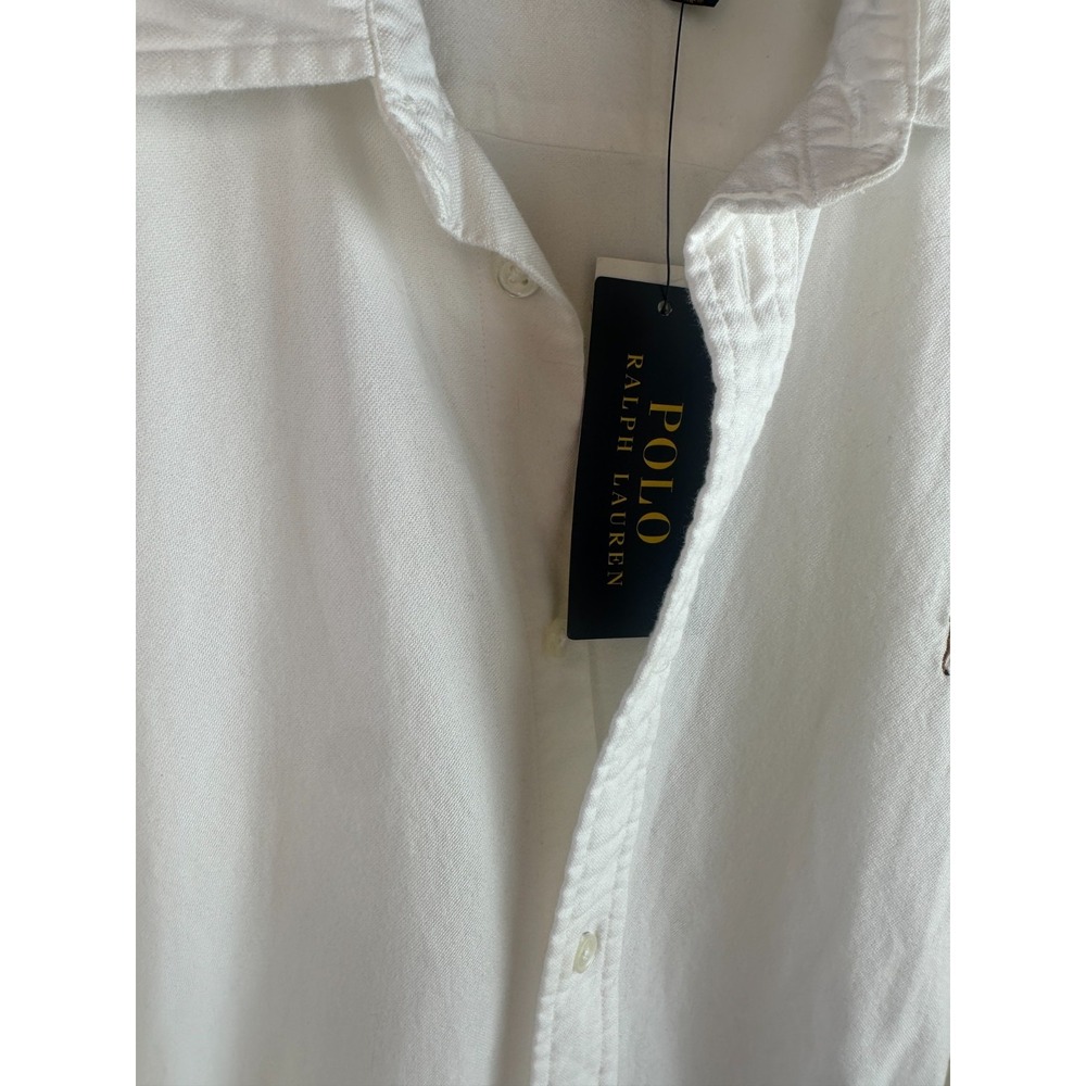 Polo Ralph Lauren Cotton Oxford Shirtdress Belted White Size 8 Old Money Preppy - Picture 10 of 13